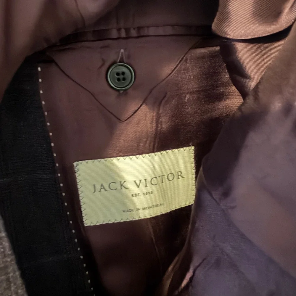 Jack Victor Plaid Glen Check Sport Coat Blazer Navy Blue Wool Men 42R